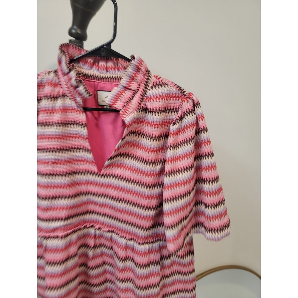 Tuckernuck Crawford Pink Zigzag Mini Dress Size Medium - Picture 2 of 7